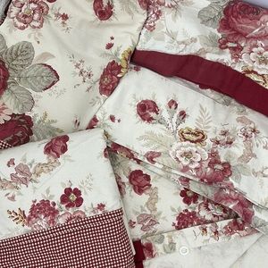 Waverly Garden room Norfolk Vintage Rose blouson curtains and ruffled valances
